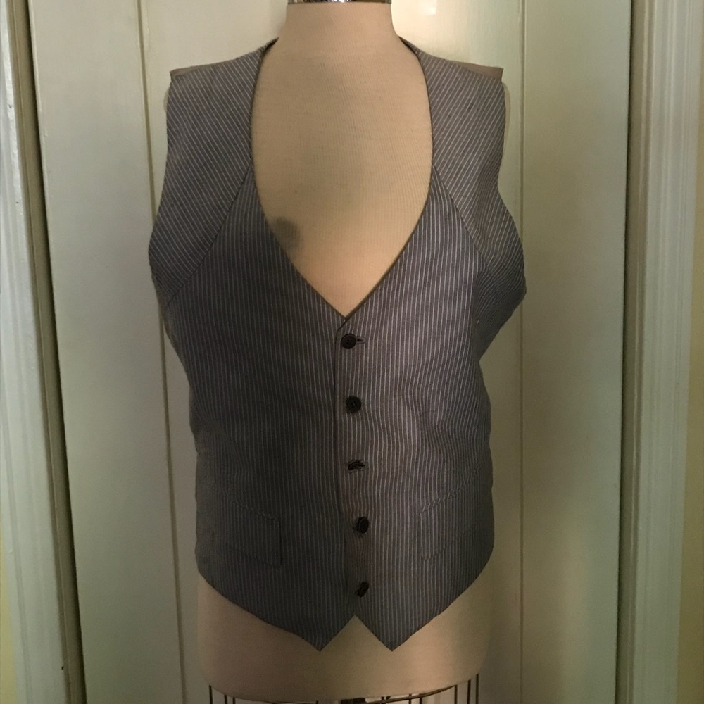 Men or women pinstripe button down vest m/l
